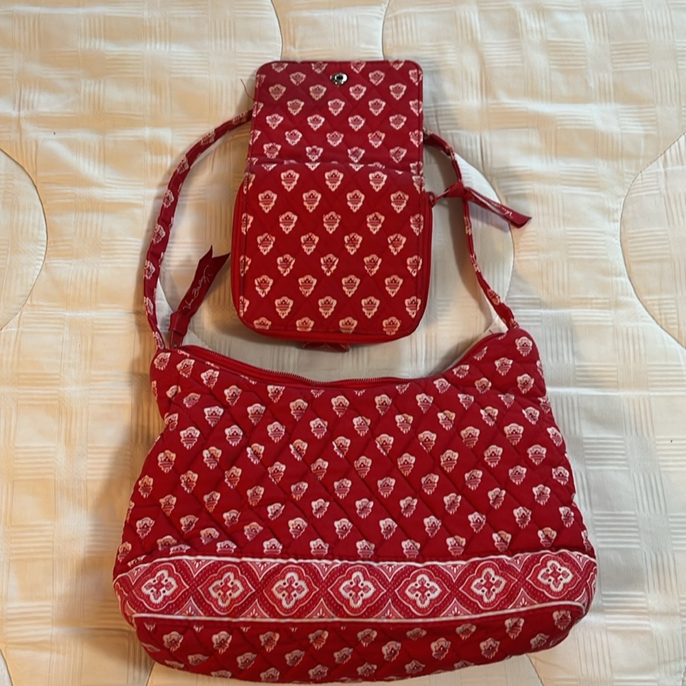 Small red and white Vera Bradley purse with matching wallet - Picture 2 of 6